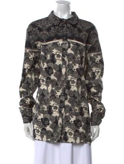 Pre-owned Brock Collection Printed Long Sleeve Button-up Top In Multi