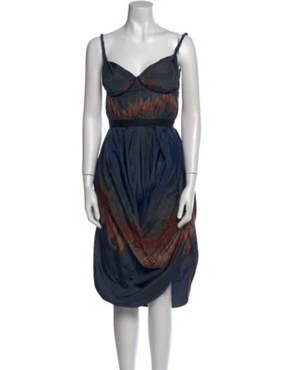 Pre-owned Brock Collection Printed Midi Length Dress In Blue