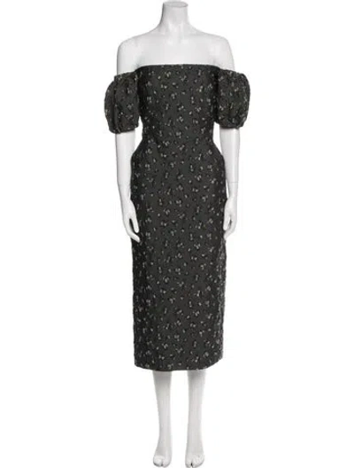 Pre-owned Brock Collection Printed Midi Length Dress In Gray