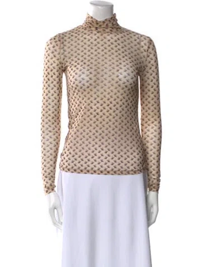 Pre-owned Brock Collection Printed Turtleneck Blouse In Neutral