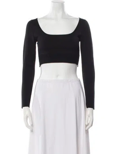 Pre-owned Brock Collection Scoop Neck Long Sleeve Crop Top In Neutral