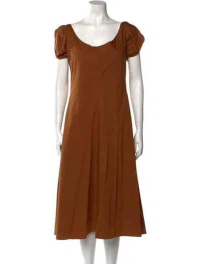 Pre-owned Brock Collection Scoop Neck Midi Length Dress In Brown