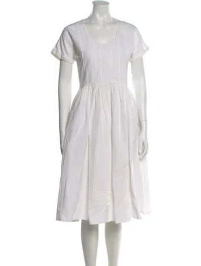 Pre-owned Brock Collection Scoop Neck Midi Length Dress In White