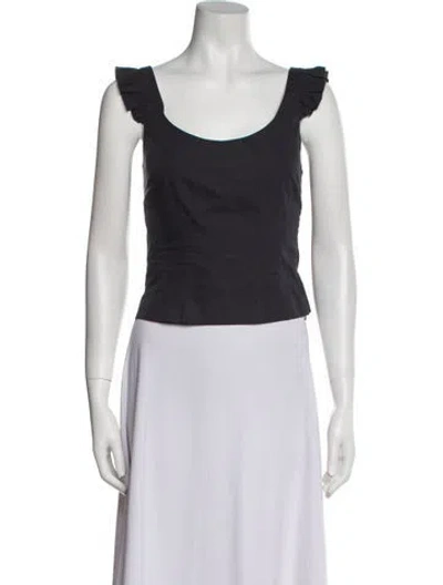 Pre-owned Brock Collection Scoop Neck Short Sleeve Crop Top In Black