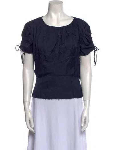Pre-owned Brock Collection Scoop Neck Short Sleeve Top In Blue