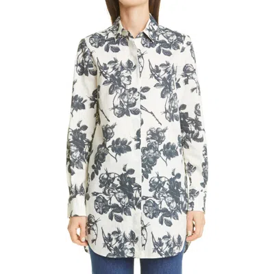 Brock Collection Sibilla Floral Button-up Cotton Shirt In White