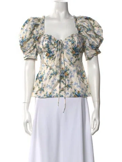 Pre-owned Brock Collection Silk Floral Print Blouse In Neutral