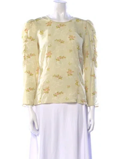 Pre-owned Brock Collection Silk Floral Print Blouse In Yellow
