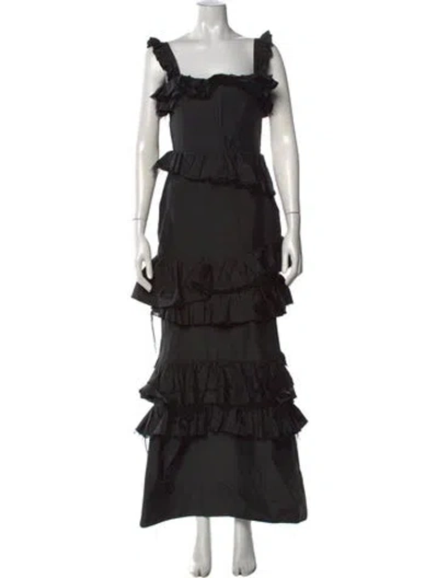 Pre-owned Brock Collection Silk Long Dress In Black