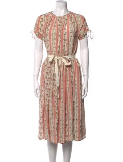 Pre-owned Brock Collection Silk Midi Length Dress In Green/neutrals