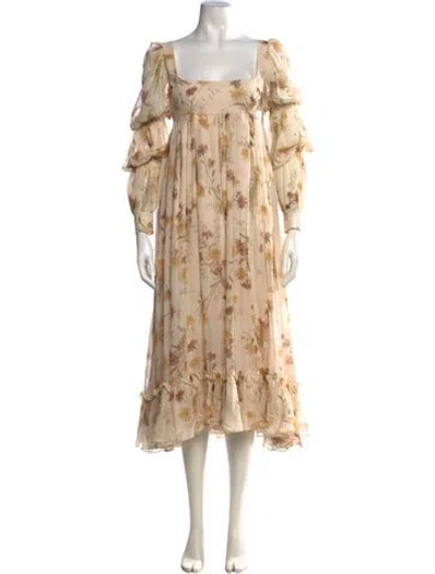 Pre-owned Brock Collection Silk Midi Length Dress In Neutrals