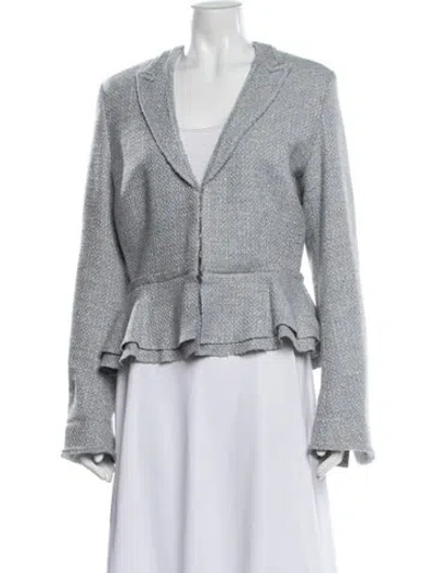 Pre-owned Brock Collection Silk Tweed Pattern Blazer In Blue