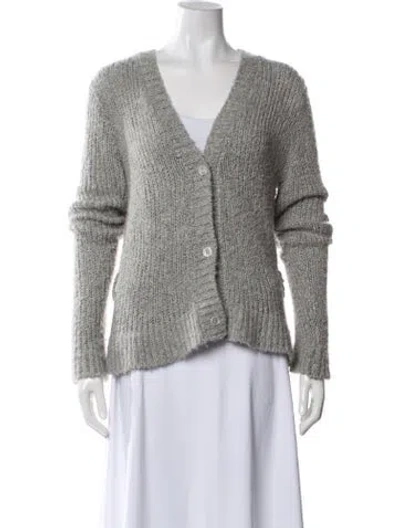 Pre-owned Brock Collection Silk V-neck Sweater In Gray