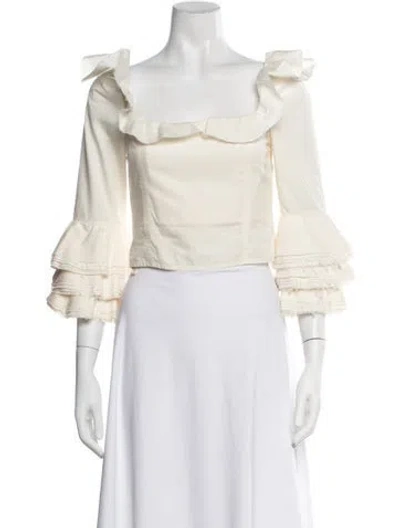 Pre-owned Brock Collection Square Neckline Long Sleeve Blouse In Neutral