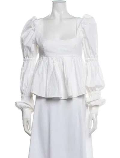 Pre-owned Brock Collection Square Neckline Long Sleeve Blouse In Neutrals
