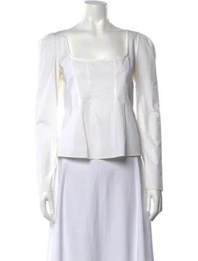 Pre-owned Brock Collection Square Neckline Long Sleeve Blouse In White