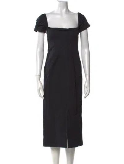 Pre-owned Brock Collection Square Neckline Midi Length Dress In Black