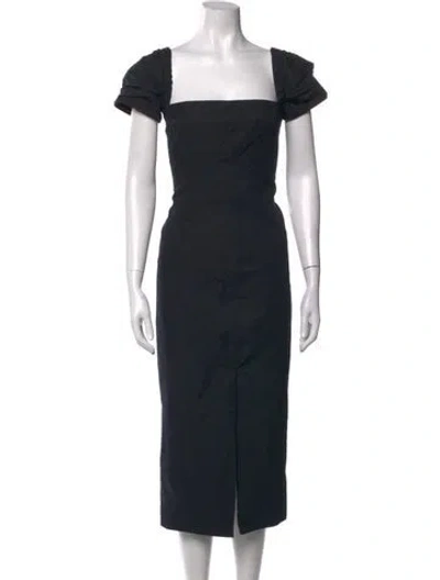 Pre-owned Brock Collection Square Neckline Midi Length Dress In Black