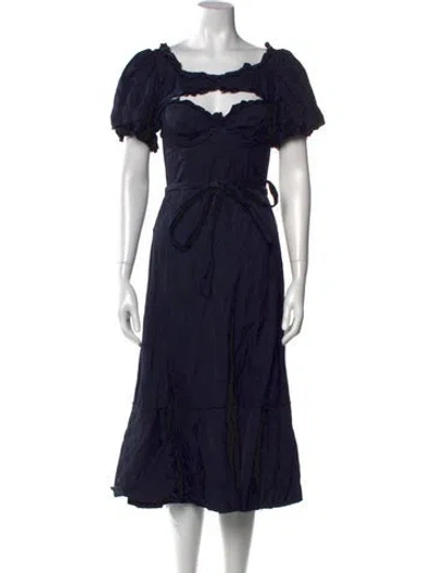 Pre-owned Brock Collection Square Neckline Midi Length Dress In Blue