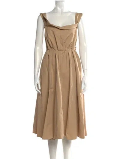 Pre-owned Brock Collection Square Neckline Midi Length Dress W/ Tags In Neutral