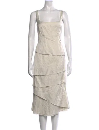 Pre-owned Brock Collection Square Neckline Midi Length Dress W/ Tags In Neutral