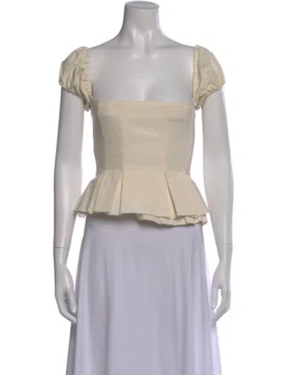Pre-owned Brock Collection Square Neckline Short Sleeve Top In Neutral