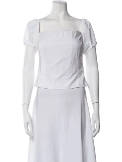 Pre-owned Brock Collection Square Neckline Short Sleeve Top In White