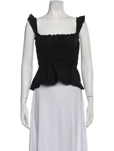Pre-owned Brock Collection Square Neckline Sleeveless Crop Top In Black