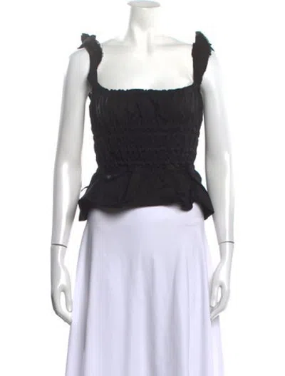Pre-owned Brock Collection Square Neckline Sleeveless Crop Top In Black