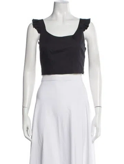 Pre-owned Brock Collection Square Neckline Sleeveless Crop Top In Blue