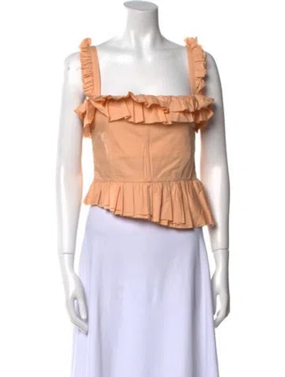 Pre-owned Brock Collection Square Neckline Sleeveless Crop Top In Orange
