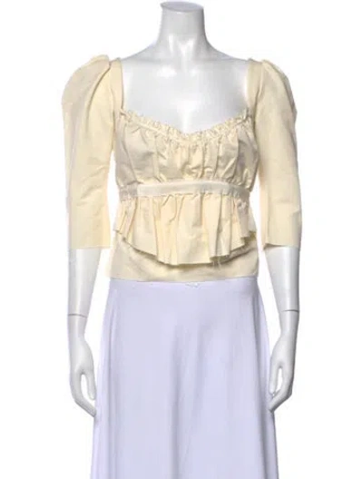 Pre-owned Brock Collection Square Neckline Three-quarter Sleeve Blouse In Neutral