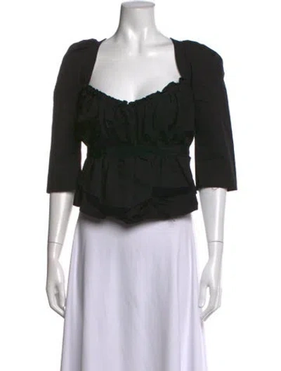 Pre-owned Brock Collection Square Neckline Three-quarter Sleeve Top In Black