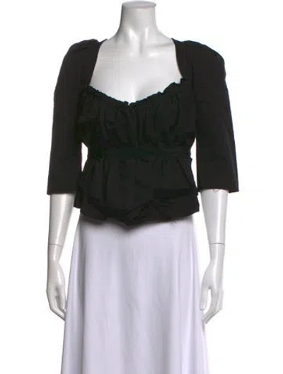 Pre-owned Brock Collection Square Neckline Three-quarter Sleeve Top In Black