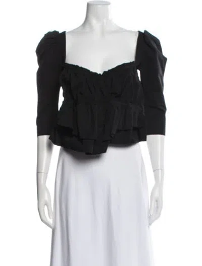 Pre-owned Brock Collection Square Neckline Three-quarter Sleeve Top In Blue
