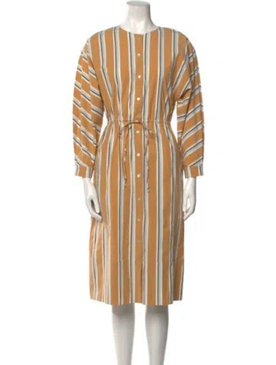 Pre-owned Brock Collection Striped Midi Length Dress In Orange