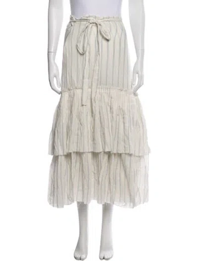 Pre-owned Brock Collection Striped Midi Length Skirt In White