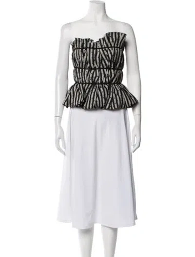 Pre-owned Brock Collection Striped Strapless Top In Black