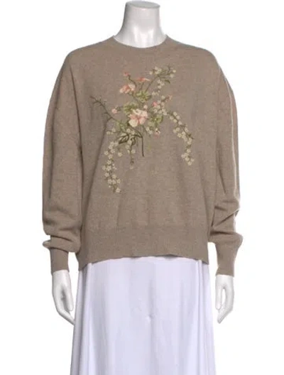 Pre-owned Brock Collection Virgin Wool Floral Print Sweatshirt In Neutral