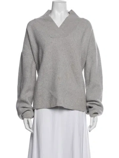 Pre-owned Brock Collection Virgin Wool V-neck Sweater In Grey