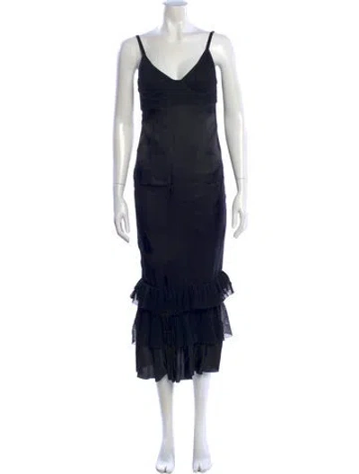 Pre-owned Brock Collection V-neck Long Dress In Multi