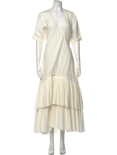 Pre-owned Brock Collection V-neck Long Dress In Neutral