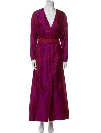Pre-owned Brock Collection V-neck Long Dress In Purple