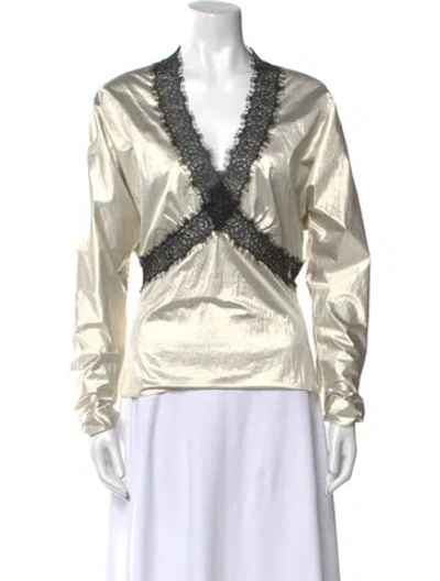 Pre-owned Brock Collection V-neck Long Sleeve Sweatshirt In Neutral