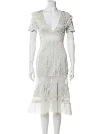 Pre-owned Brock Collection V-neck Midi Length Dress In Neutral