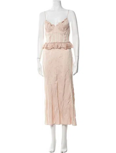 Pre-owned Brock Collection V-neck Midi Length Dress In Pink