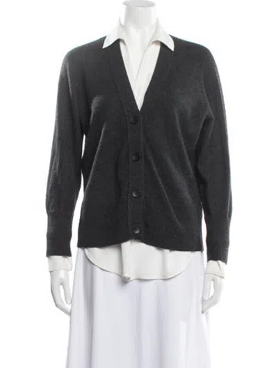 Pre-owned Brock Collection Wool V-neck Sweater In Grey