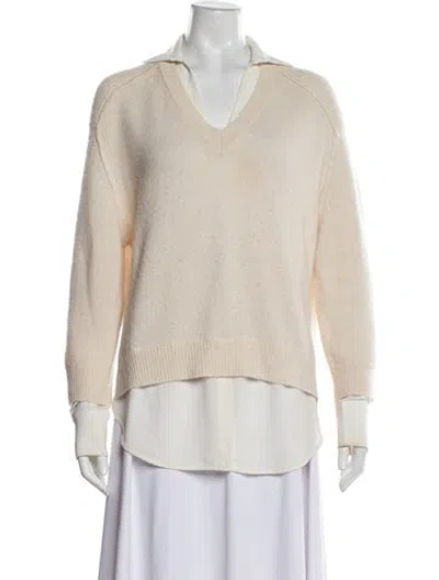 Pre-owned Brock Collection Wool V-neck Sweater In Neutral