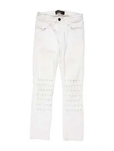 Pre-owned Brockenbow Mid-rise Skinny Leg Jeans In White