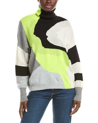 Brodie Cashmere Abstract Roll Neck Sweater In Black